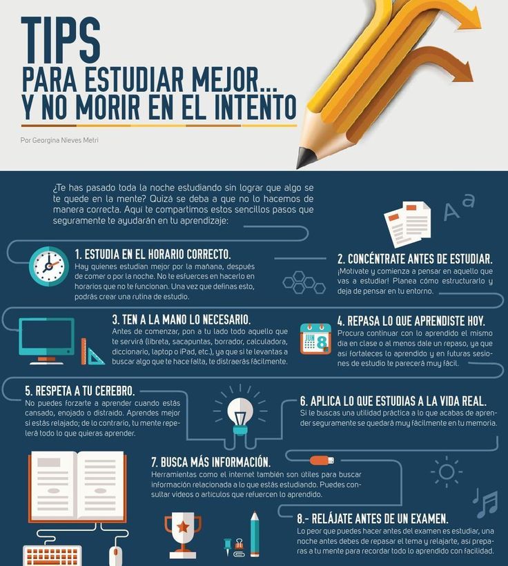 Infografía con tips para estudiar mejor y no morir en el intento